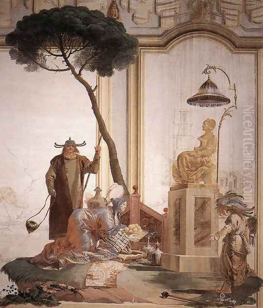 Offering Of Fruits To Moon Goddess 1757 Oil Painting by Giovanni Domenico Tiepolo