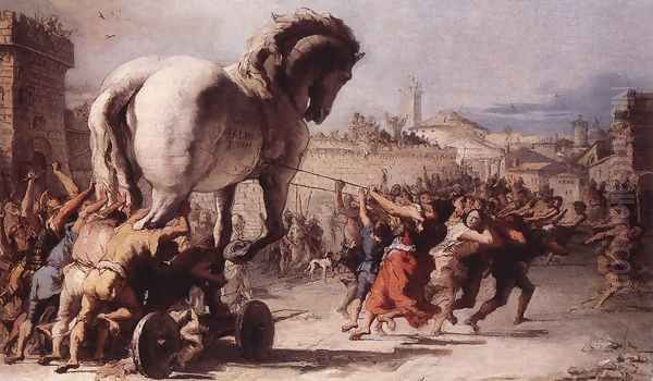 The Procession of the Trojan Horse in Troy 1773 Oil Painting by Giovanni Domenico Tiepolo