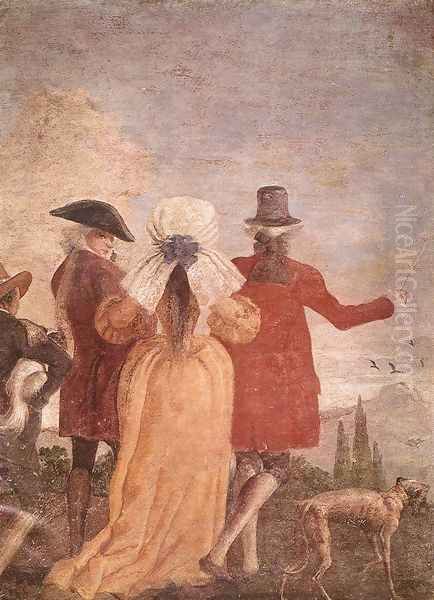 The Promenade 1791 Oil Painting by Giovanni Domenico Tiepolo