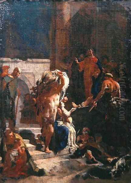 Healing of a Sick Man at the Pool of Bethesda, c.1718-20 Oil Painting by Giovanni Domenico Tiepolo