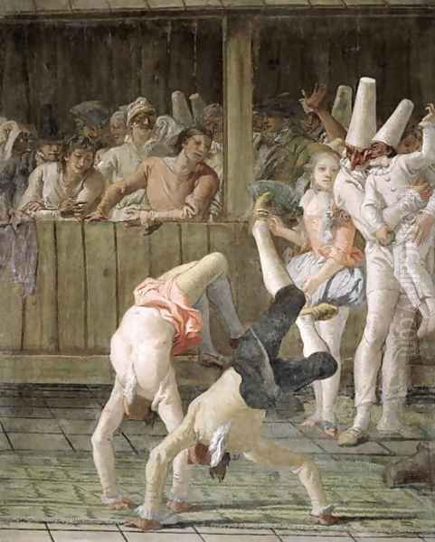 Pulcinella with Acrobats, c.1793 Oil Painting by Giovanni Domenico Tiepolo