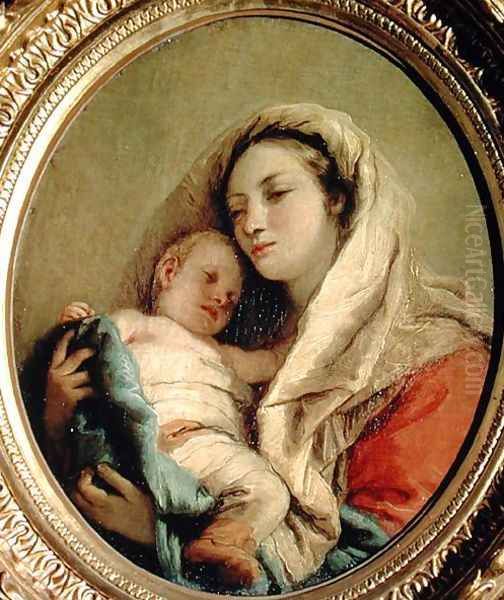 Madonna with Sleeping Child, 1780s Oil Painting by Giovanni Domenico Tiepolo