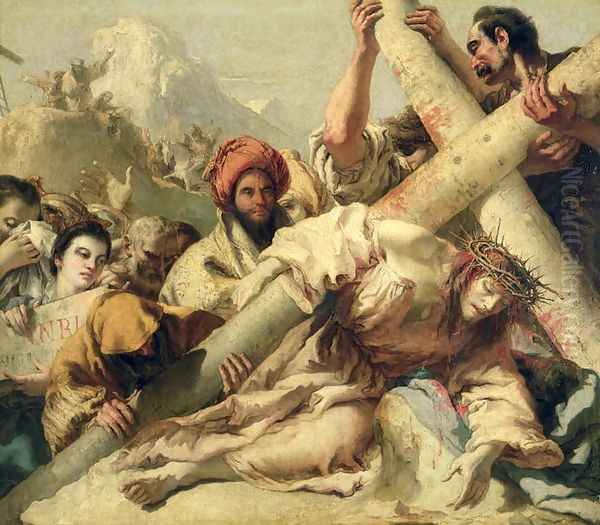 Christs Fall on the way to Calvary, 1772 Oil Painting by Giovanni Domenico Tiepolo