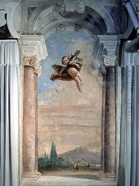 Landscape with Cupid, from the Foresteria Guesthouse 1757 Oil Painting by Giovanni Domenico Tiepolo