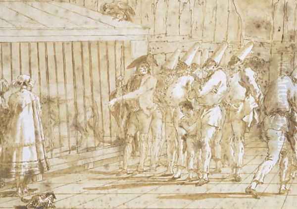 The Lions Cage, c.1800 Oil Painting by Giovanni Domenico Tiepolo