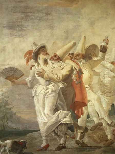 Pulcinella in Love, c.1793 Oil Painting by Giovanni Domenico Tiepolo