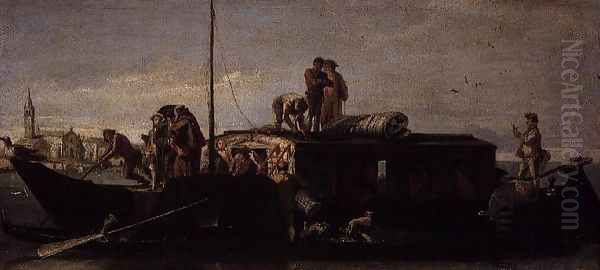 Venetian Post Barge, 1760-70 Oil Painting by Giovanni Domenico Tiepolo