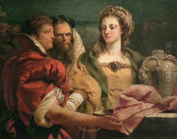 Rebecca at the Well Oil Painting by Giovanni Domenico Tiepolo