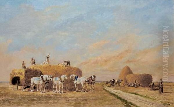 La Moisson Oil Painting by Jules Jacques Veyrassat