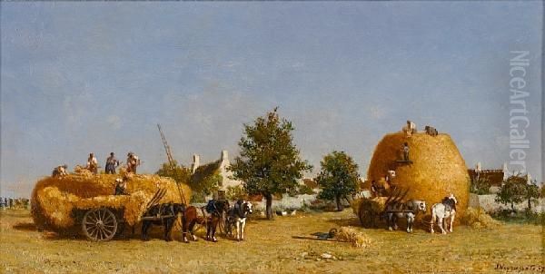 Harvesting Oil Painting by Jules Jacques Veyrassat