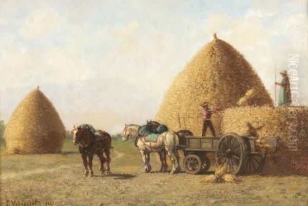 La Moisson Oil Painting by Jules Jacques Veyrassat