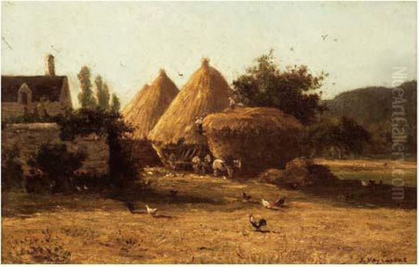 Les Gerbiers Oil Painting by Jules Jacques Veyrassat