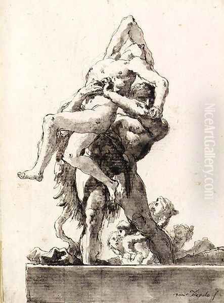 Hercules and Antaeus 3 Oil Painting by Giovanni Domenico Tiepolo