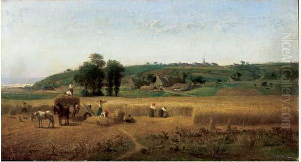 La Moisson Oil Painting by Jules Jacques Veyrassat