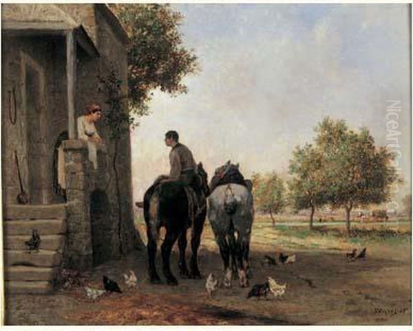 Relais De Chevaux Oil Painting by Jules Jacques Veyrassat