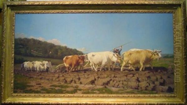 Plowing In The Nivernais, After Rosa Bonheur Oil Painting by Jules Jacques Veyrassat