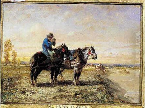 Relais Des Chevaux De Halage Oil Painting by Jules Jacques Veyrassat