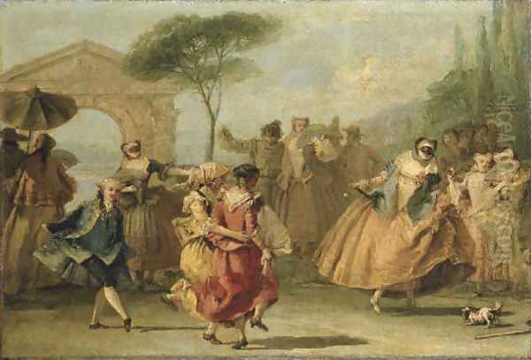 Dancing the Minuet Oil Painting by Giovanni Domenico Tiepolo