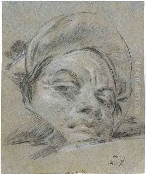 Head of a young man wearing a turban Oil Painting by Giovanni Domenico Tiepolo