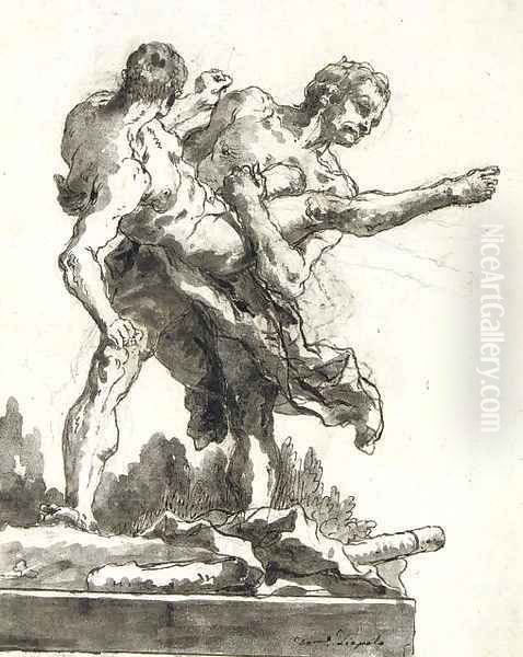 Hercules and Antaeus 4 Oil Painting by Giovanni Domenico Tiepolo