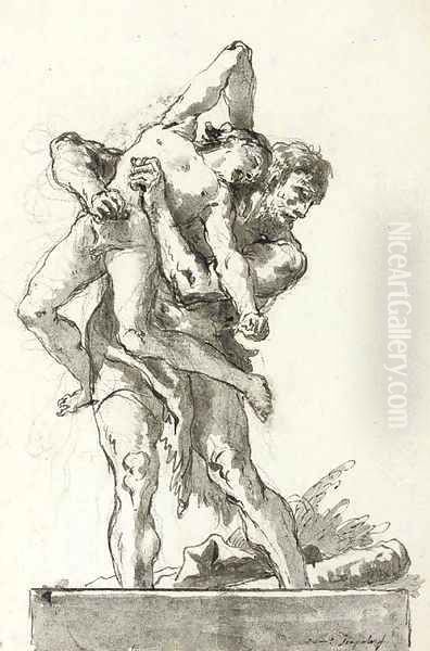 Hercules and Antaeus 5 Oil Painting by Giovanni Domenico Tiepolo