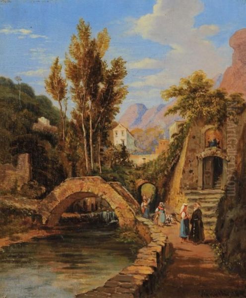 Valle Di Amalfi Oil Painting by Achille Vianelli