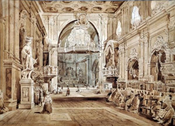 Chiesa Del Carmine Oil Painting by Achille Vianelli