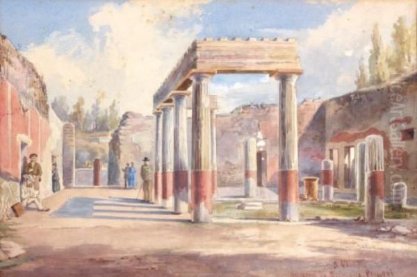 Maison A Pompei Crayon Noir Oil Painting by Achille Vianelli