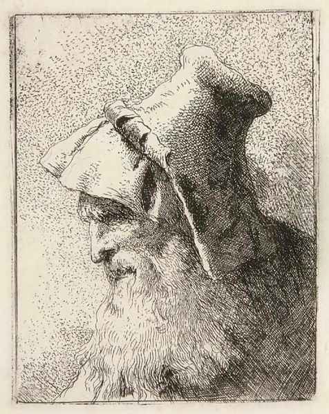 Profile of an old Man with a Beard, from Raccolta di Teste Oil Painting by Giovanni Domenico Tiepolo