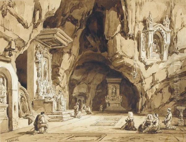 The Grotta Di San Michele Arcangelo, Fasanella Oil Painting by Achille Vianelli