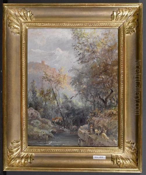 Flusslandschaft. Oil Painting by Achille Vianelli