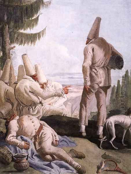 Pulcinella's Departure Oil Painting by Giovanni Domenico Tiepolo