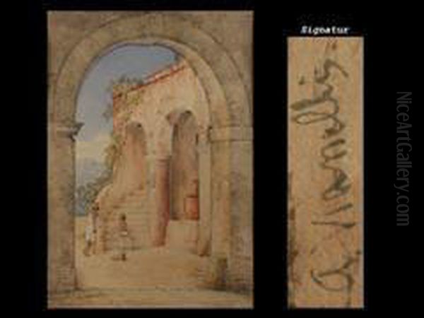 Architektur Mit Figurenstaffage Oil Painting by Achille Vianelli