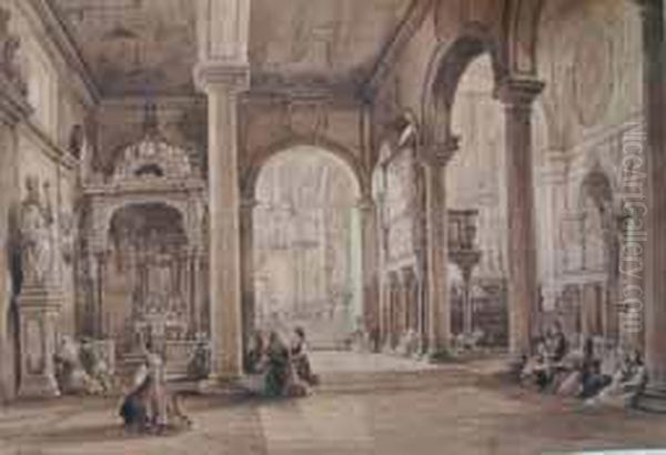 La Cattedrale Di Benevento Oil Painting by Achille Vianelli