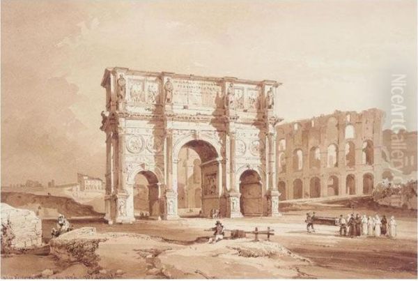 Arco Di Constantino Oil Painting by Achille Vianelli