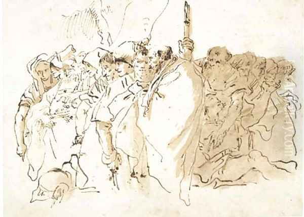 Study of a crowd Oil Painting by Giovanni Domenico Tiepolo