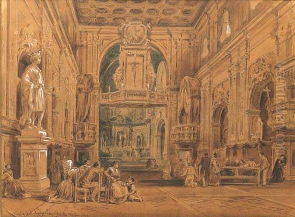 Interno Della Chiesa Del Carmine Oil Painting by Achille Vianelli