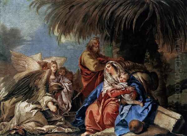 The Rest on the Flight to Egypt Oil Painting by Giovanni Domenico Tiepolo