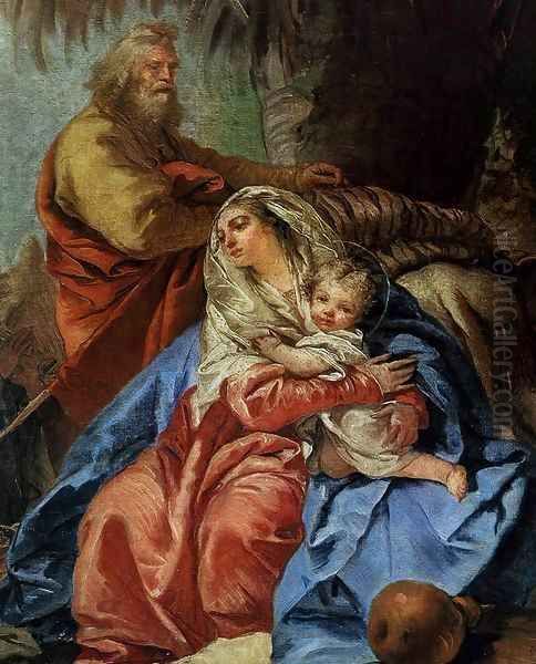 The Rest on the Flight to Egypt (detail) Oil Painting by Giovanni Domenico Tiepolo