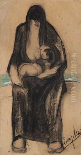 La Madre - (1914-15) Oil Painting by Lorenzo Viani