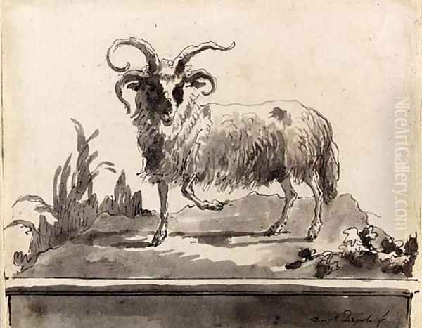 A ram walking to the left Oil Painting by Giovanni Domenico Tiepolo