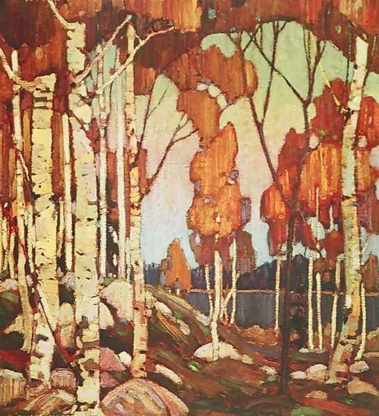 Decorative Landscape Birches 1915 Oil Painting by Tom Thomson