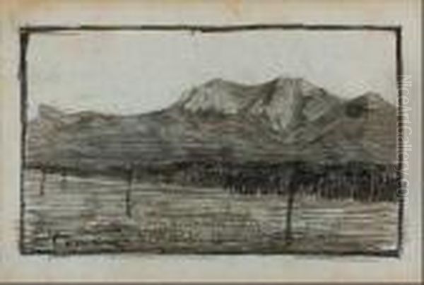 A) Recto: Sul Lago Di Torre Del 
Lago; Verso: Studio Per Testa Di Vecchio Con La Pipa - (1905) ; B) Volto
 ; C) Recto: Figura; Verso: Studio Per Due Volti E Figura ; D) Recto: 
Figura; Verso: Studio Per Figura Oil Painting by Lorenzo Viani