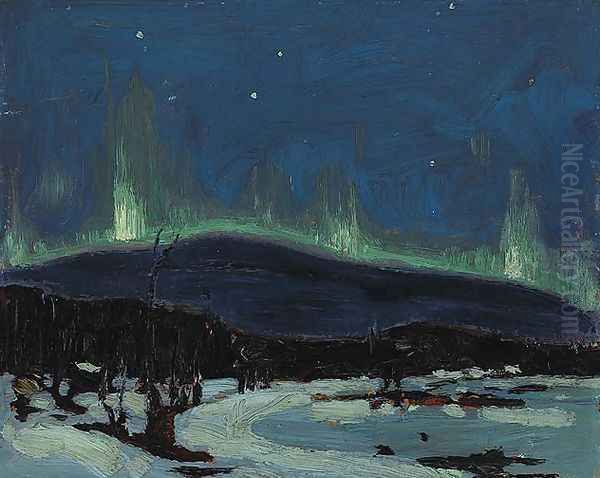 Northern Lights Oil Painting by Tom Thomson