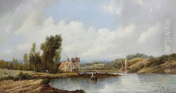 'near Rouen'; Oil Painting by A.H. Vickers