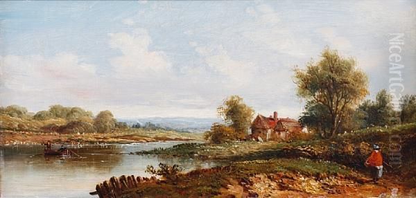 Path By The River Oil Painting by A.H. Vickers