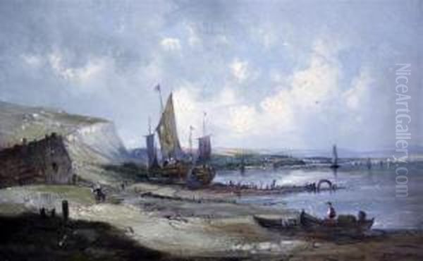 Continental Coastal Landscapes Oil Painting by A.H. Vickers