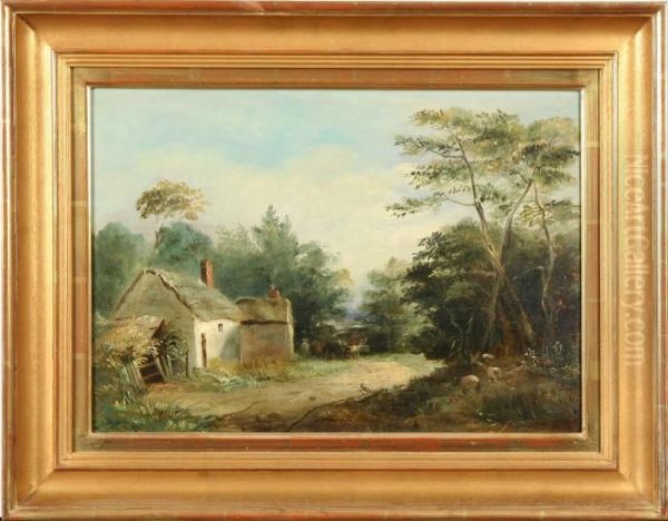 Tillskriven, Landskap, Signerad Alfred Vickers Oil Painting by A.H. Vickers