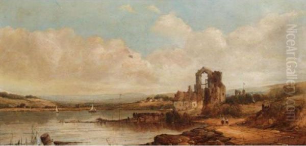 Landscape With Ruins Oil Painting by A.H. Vickers