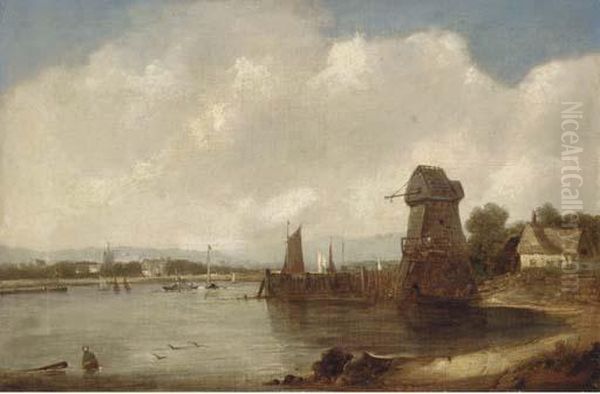 An Extensive Estuary Landscape Oil Painting by A.H. Vickers